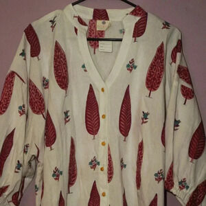 Pinklay Button Up 3/4 Sleeve Top